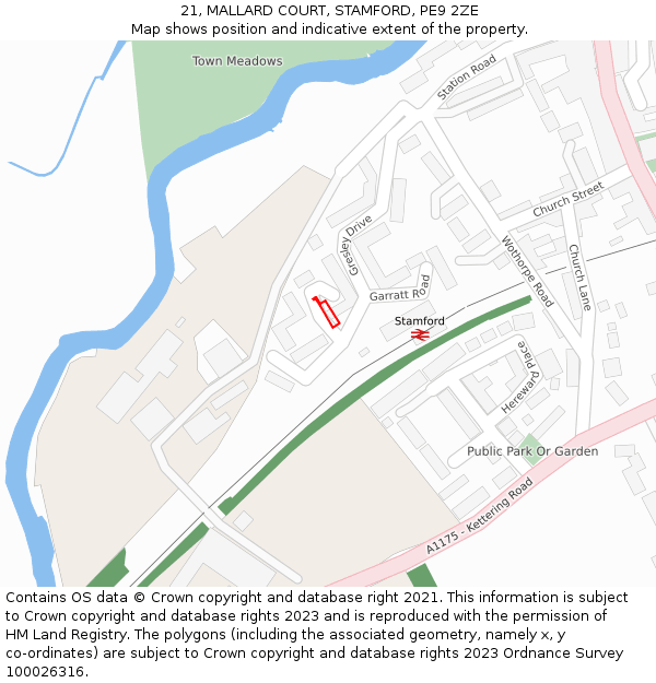 21, MALLARD COURT, STAMFORD, PE9 2ZE: Location map and indicative extent of plot