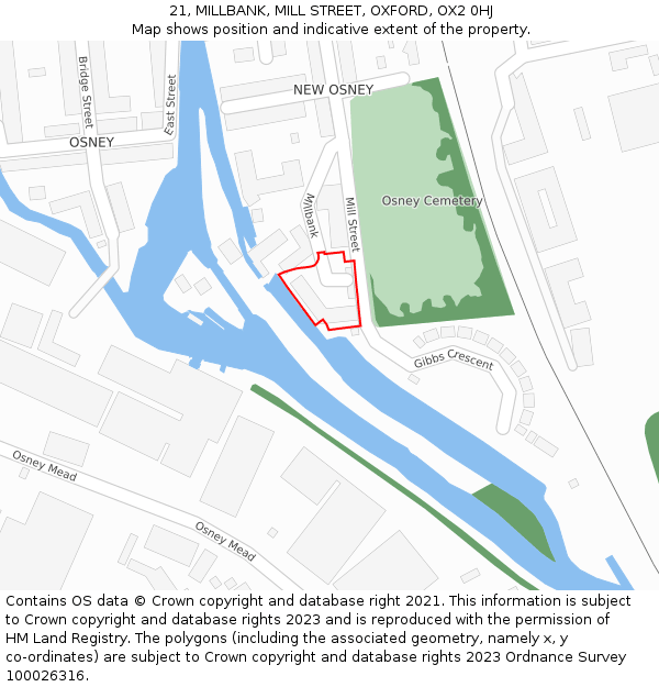 21, MILLBANK, MILL STREET, OXFORD, OX2 0HJ: Location map and indicative extent of plot