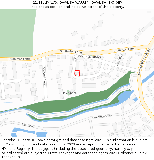 21, MILLIN WAY, DAWLISH WARREN, DAWLISH, EX7 0EP: Location map and indicative extent of plot