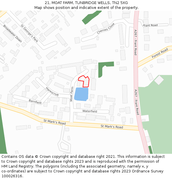 21, MOAT FARM, TUNBRIDGE WELLS, TN2 5XG: Location map and indicative extent of plot