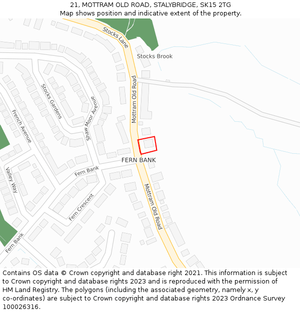 21, MOTTRAM OLD ROAD, STALYBRIDGE, SK15 2TG: Location map and indicative extent of plot