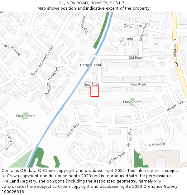 21, NEW ROAD, ROMSEY, SO51 7LL: Location map and indicative extent of plot