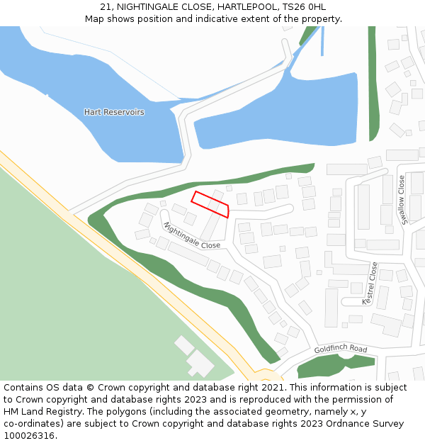 21, NIGHTINGALE CLOSE, HARTLEPOOL, TS26 0HL: Location map and indicative extent of plot