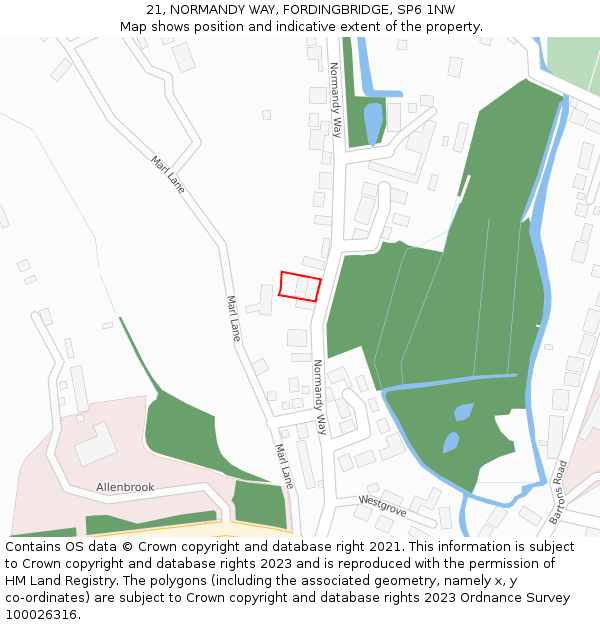 21, NORMANDY WAY, FORDINGBRIDGE, SP6 1NW: Location map and indicative extent of plot