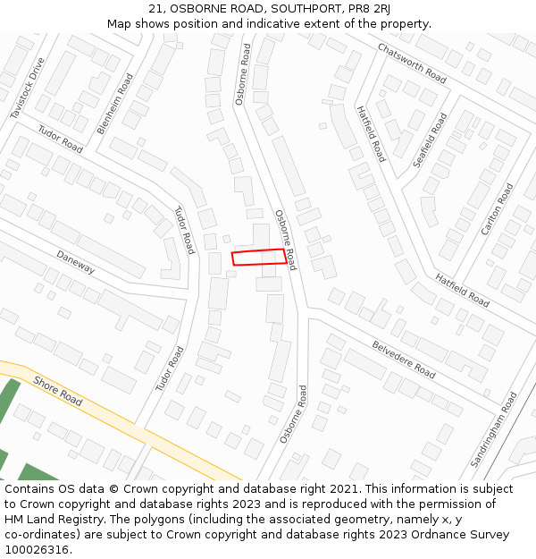 21, OSBORNE ROAD, SOUTHPORT, PR8 2RJ: Location map and indicative extent of plot