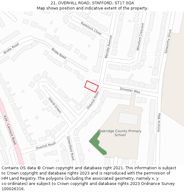 21, OVERHILL ROAD, STAFFORD, ST17 0QA: Location map and indicative extent of plot