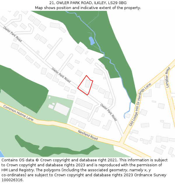 21, OWLER PARK ROAD, ILKLEY, LS29 0BG: Location map and indicative extent of plot