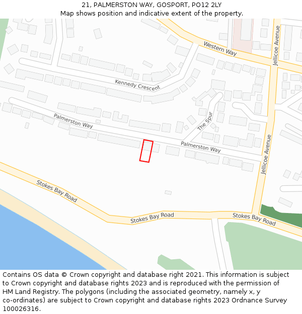 21, PALMERSTON WAY, GOSPORT, PO12 2LY: Location map and indicative extent of plot