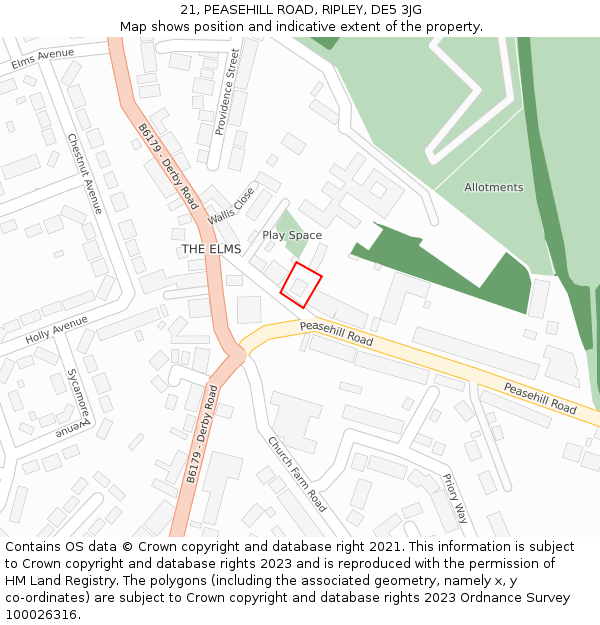 21, PEASEHILL ROAD, RIPLEY, DE5 3JG: Location map and indicative extent of plot