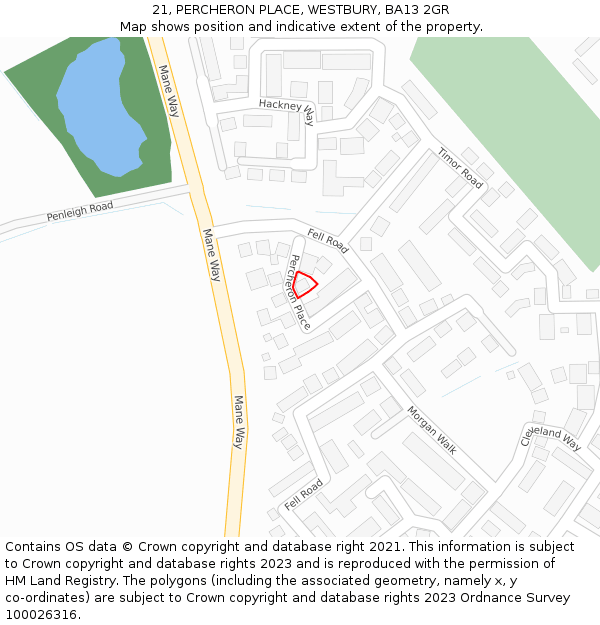 21, PERCHERON PLACE, WESTBURY, BA13 2GR: Location map and indicative extent of plot