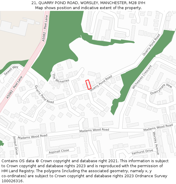 21, QUARRY POND ROAD, WORSLEY, MANCHESTER, M28 0YH: Location map and indicative extent of plot