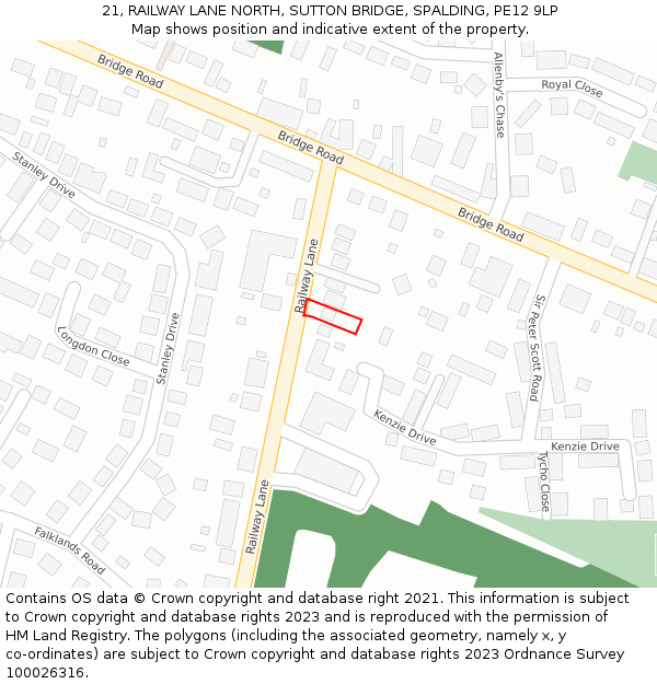 21, RAILWAY LANE NORTH, SUTTON BRIDGE, SPALDING, PE12 9LP: Location map and indicative extent of plot