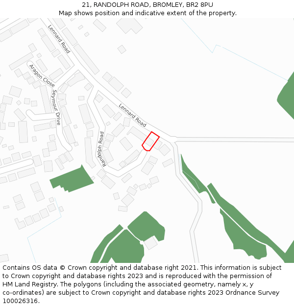 21, RANDOLPH ROAD, BROMLEY, BR2 8PU: Location map and indicative extent of plot