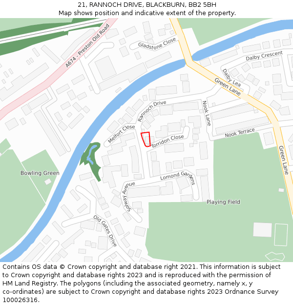 21, RANNOCH DRIVE, BLACKBURN, BB2 5BH: Location map and indicative extent of plot