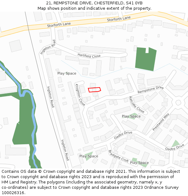 21, REMPSTONE DRIVE, CHESTERFIELD, S41 0YB: Location map and indicative extent of plot