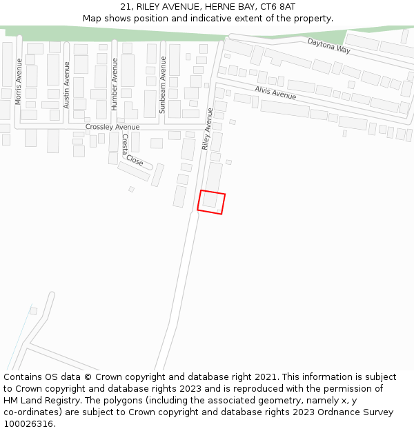 21, RILEY AVENUE, HERNE BAY, CT6 8AT: Location map and indicative extent of plot