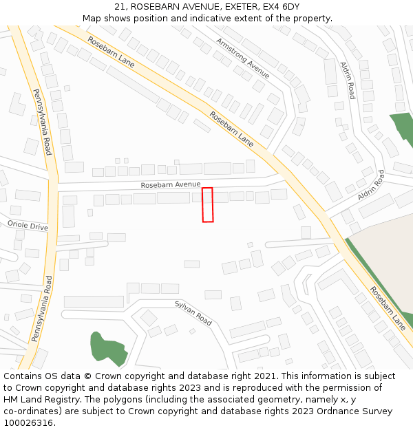 21, ROSEBARN AVENUE, EXETER, EX4 6DY: Location map and indicative extent of plot