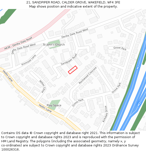 21, SANDPIPER ROAD, CALDER GROVE, WAKEFIELD, WF4 3FE: Location map and indicative extent of plot