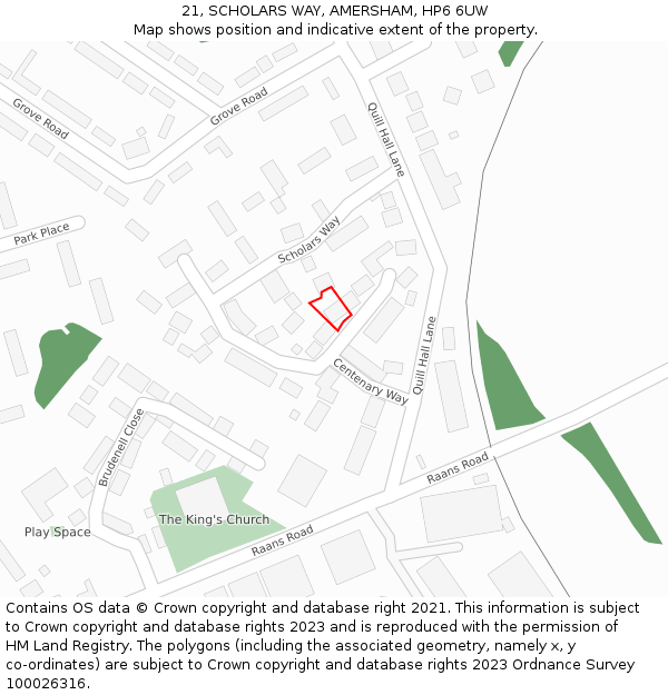 21, SCHOLARS WAY, AMERSHAM, HP6 6UW: Location map and indicative extent of plot