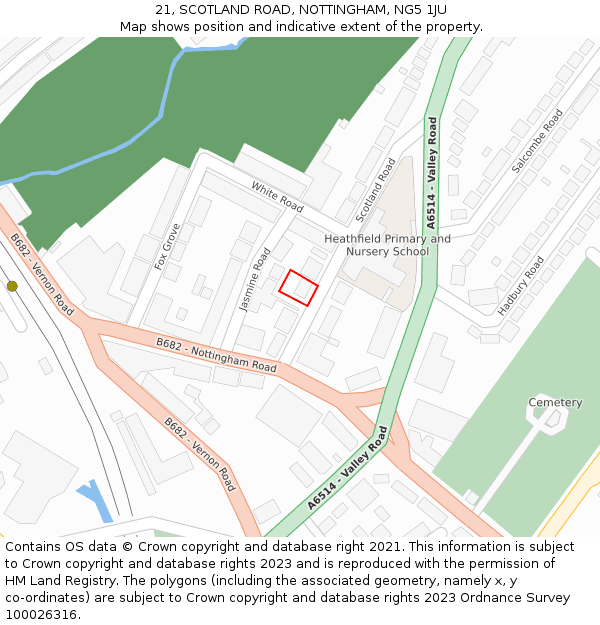 21, SCOTLAND ROAD, NOTTINGHAM, NG5 1JU: Location map and indicative extent of plot