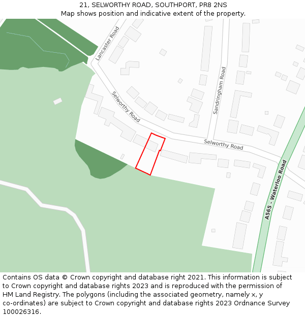 21, SELWORTHY ROAD, SOUTHPORT, PR8 2NS: Location map and indicative extent of plot