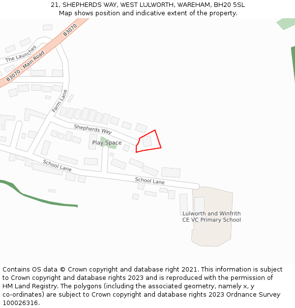 21, SHEPHERDS WAY, WEST LULWORTH, WAREHAM, BH20 5SL: Location map and indicative extent of plot