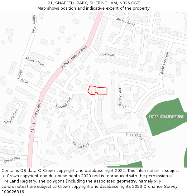 21, SNAEFELL PARK, SHERINGHAM, NR26 8GZ: Location map and indicative extent of plot