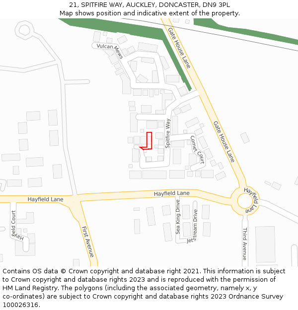 21, SPITFIRE WAY, AUCKLEY, DONCASTER, DN9 3PL: Location map and indicative extent of plot