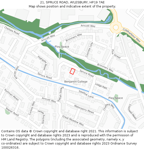 21, SPRUCE ROAD, AYLESBURY, HP19 7AE: Location map and indicative extent of plot