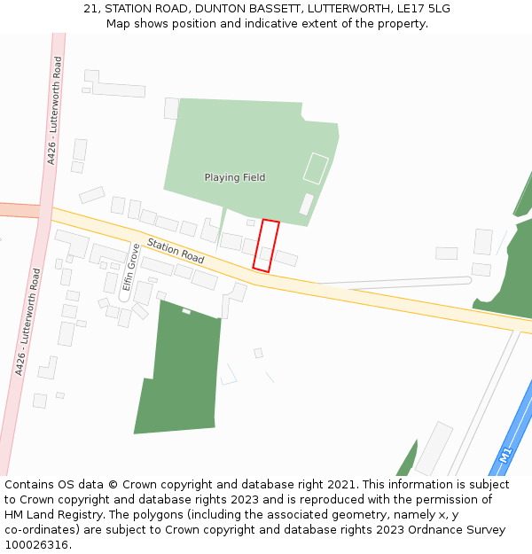 21, STATION ROAD, DUNTON BASSETT, LUTTERWORTH, LE17 5LG: Location map and indicative extent of plot