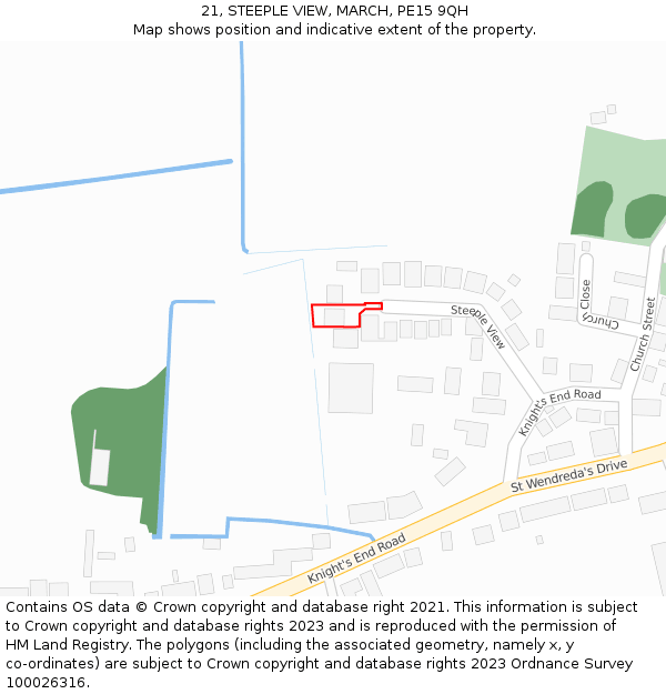 21, STEEPLE VIEW, MARCH, PE15 9QH: Location map and indicative extent of plot