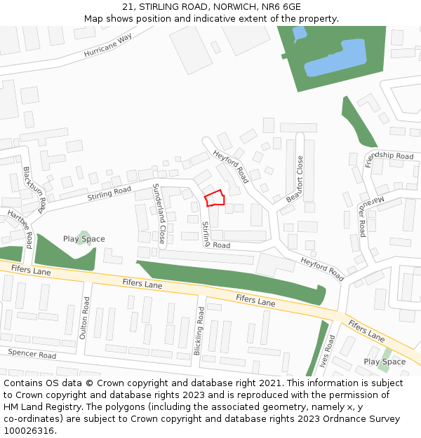 21, STIRLING ROAD, NORWICH, NR6 6GE: Location map and indicative extent of plot