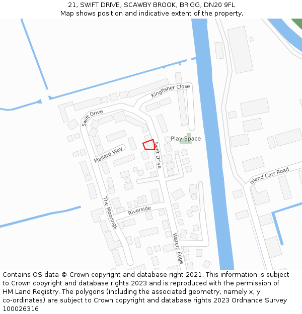 21, SWIFT DRIVE, SCAWBY BROOK, BRIGG, DN20 9FL: Location map and indicative extent of plot