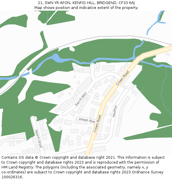 21, SWN YR AFON, KENFIG HILL, BRIDGEND, CF33 6AJ: Location map and indicative extent of plot