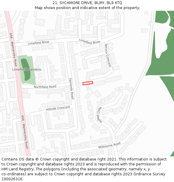 21, SYCAMORE DRIVE, BURY, BL9 6TQ: Location map and indicative extent of plot