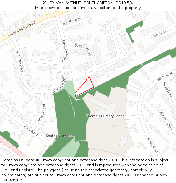 21, SYLVAN AVENUE, SOUTHAMPTON, SO19 5JW: Location map and indicative extent of plot