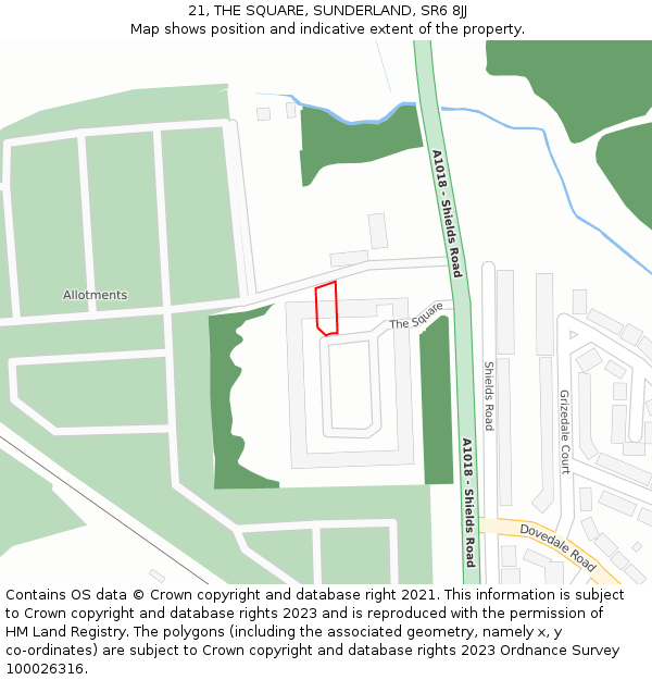 21, THE SQUARE, SUNDERLAND, SR6 8JJ: Location map and indicative extent of plot