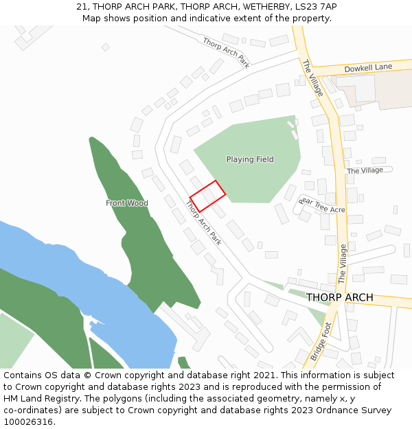 21, THORP ARCH PARK, THORP ARCH, WETHERBY, LS23 7AP: Location map and indicative extent of plot