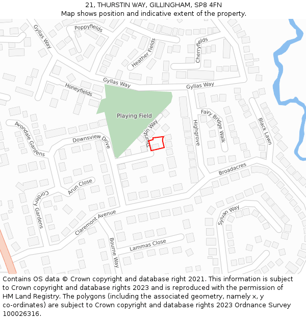 21, THURSTIN WAY, GILLINGHAM, SP8 4FN: Location map and indicative extent of plot