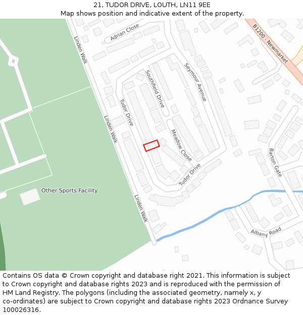 21, TUDOR DRIVE, LOUTH, LN11 9EE: Location map and indicative extent of plot