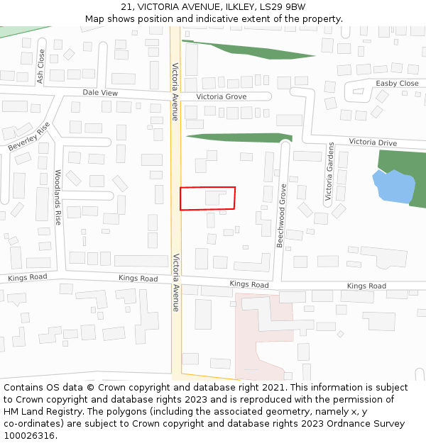 21, VICTORIA AVENUE, ILKLEY, LS29 9BW: Location map and indicative extent of plot