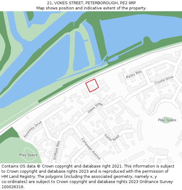 21, VOKES STREET, PETERBOROUGH, PE2 9RP: Location map and indicative extent of plot