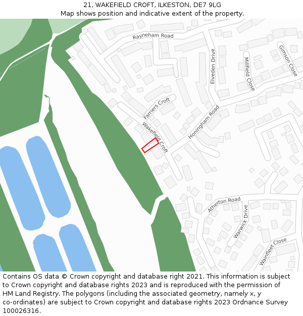 21, WAKEFIELD CROFT, ILKESTON, DE7 9LG: Location map and indicative extent of plot