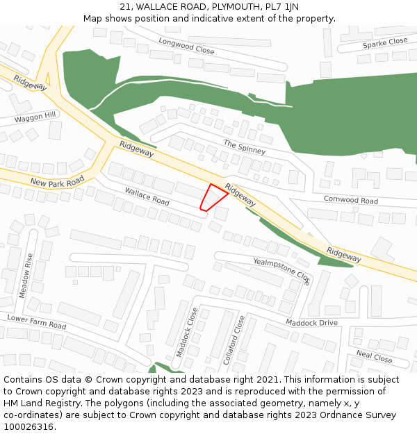 21, WALLACE ROAD, PLYMOUTH, PL7 1JN: Location map and indicative extent of plot