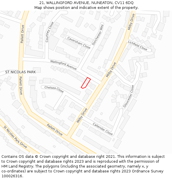 21, WALLINGFORD AVENUE, NUNEATON, CV11 6DQ: Location map and indicative extent of plot