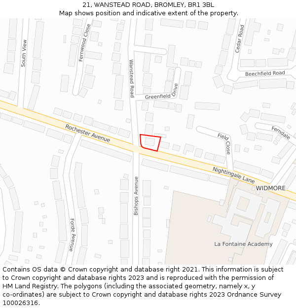 21, WANSTEAD ROAD, BROMLEY, BR1 3BL: Location map and indicative extent of plot