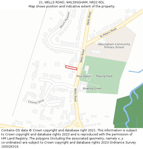 21, WELLS ROAD, WALSINGHAM, NR22 6DL: Location map and indicative extent of plot