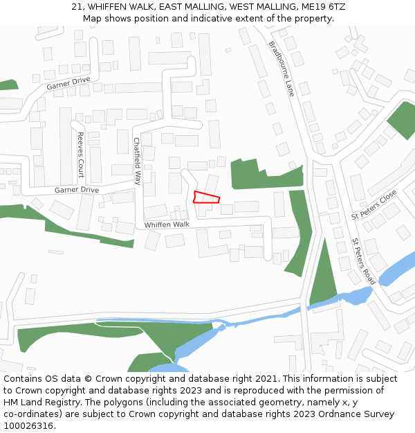 21, WHIFFEN WALK, EAST MALLING, WEST MALLING, ME19 6TZ: Location map and indicative extent of plot
