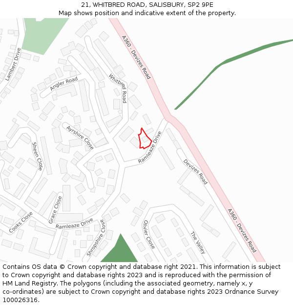 21, WHITBRED ROAD, SALISBURY, SP2 9PE: Location map and indicative extent of plot