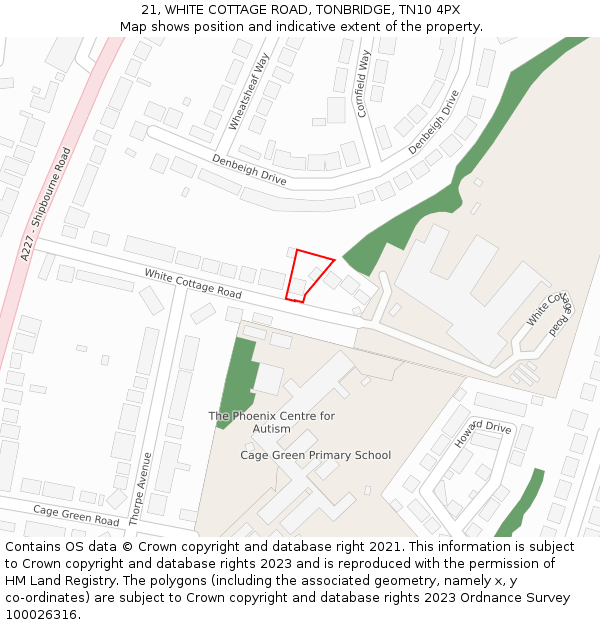 21, WHITE COTTAGE ROAD, TONBRIDGE, TN10 4PX: Location map and indicative extent of plot